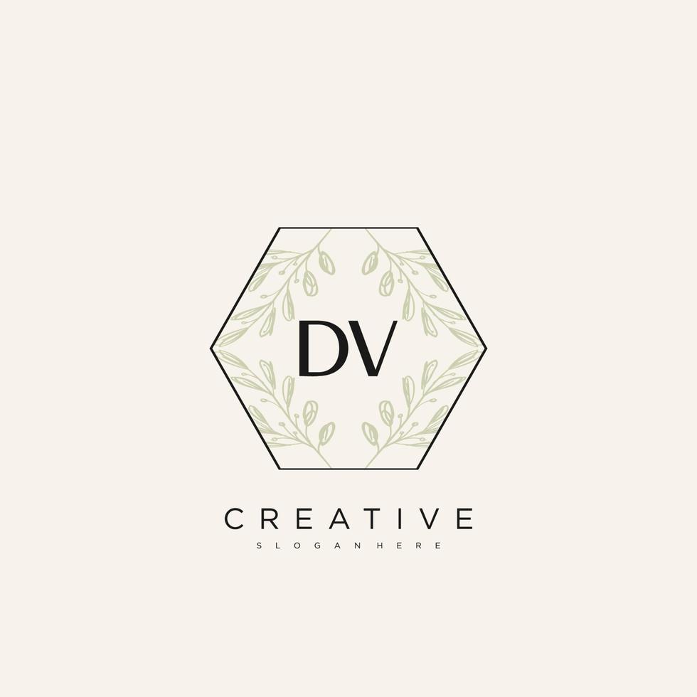 dv letra inicial flor logotipo plantilla vector premium vector art