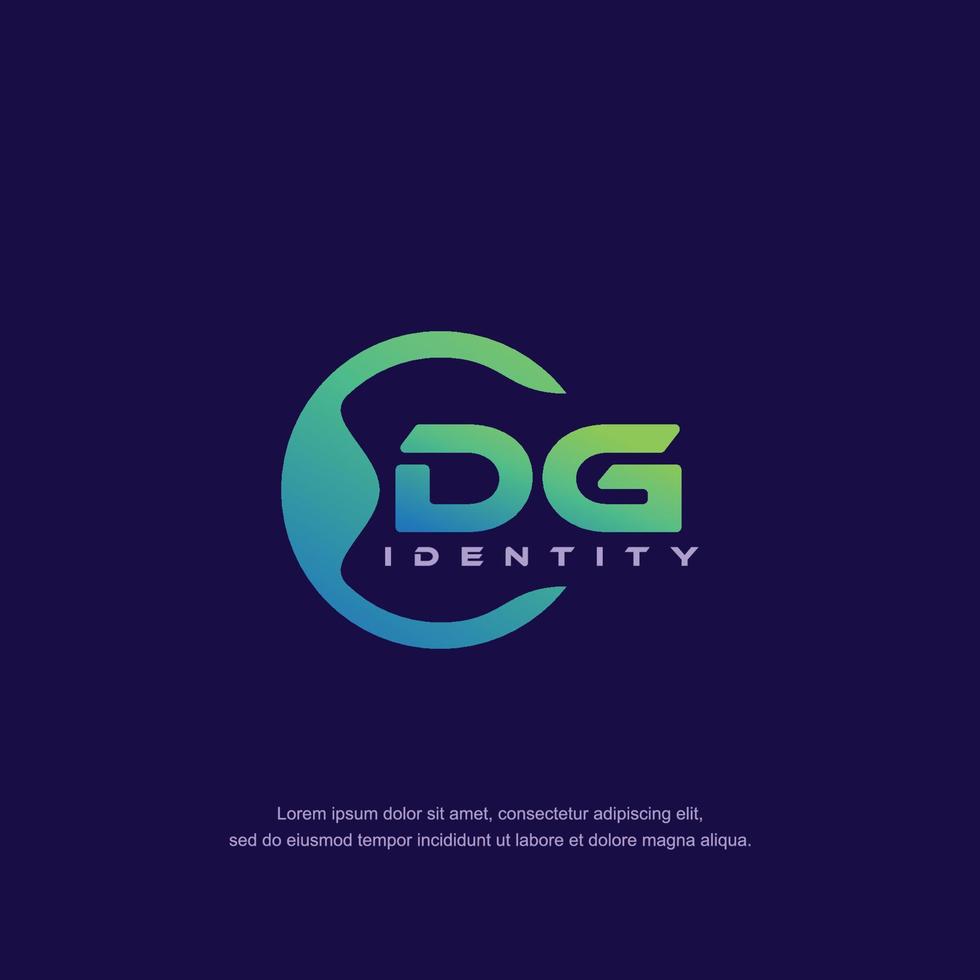 DG Initial letter circular line logo template vector with gradient color blend