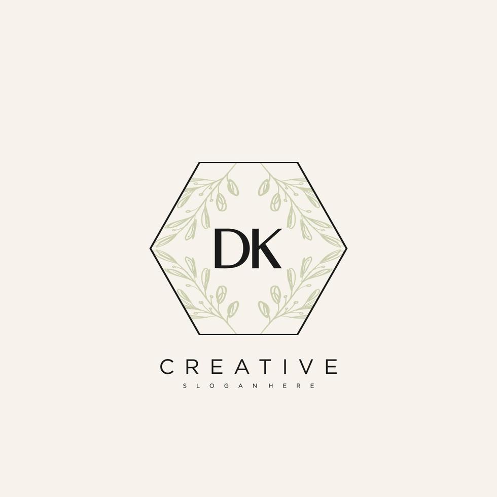 DK Initial Letter Flower Logo Template Vector premium vector art