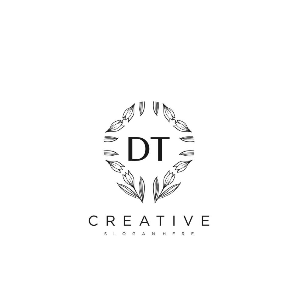 DT Initial Letter Flower Logo Template Vector premium vector art
