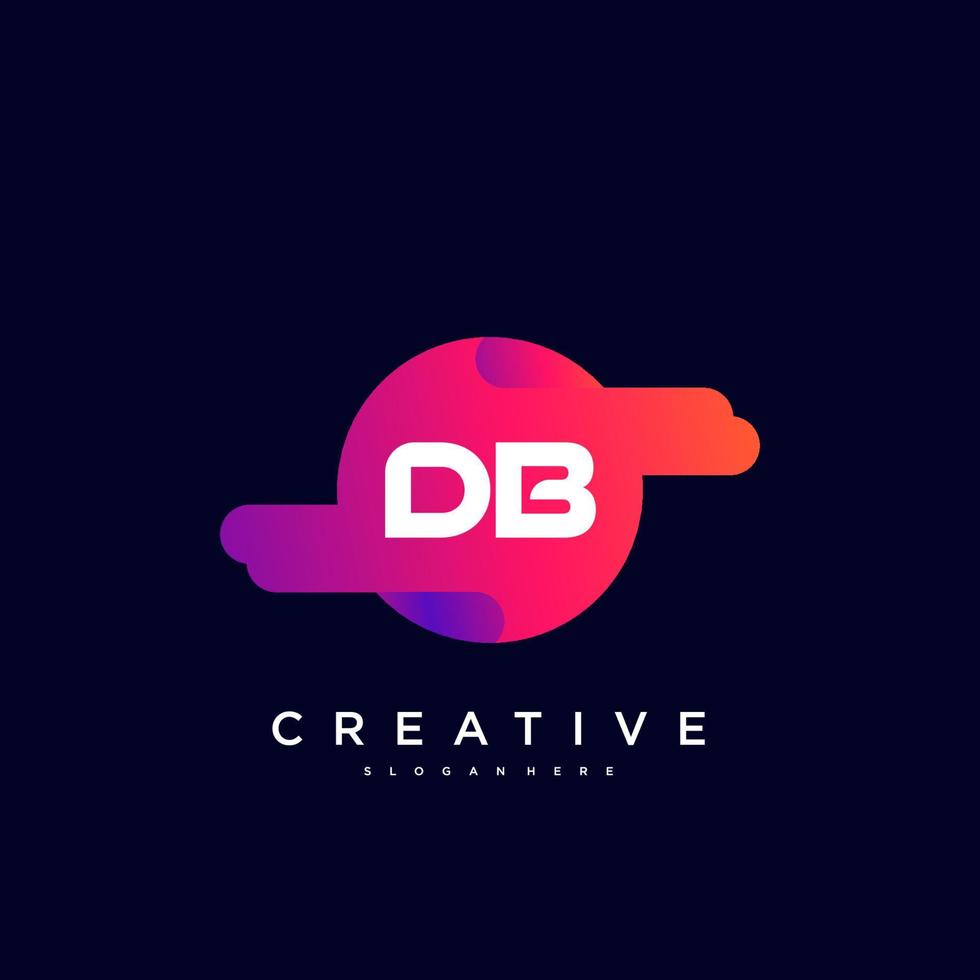 Elementos de plantilla de diseño de icono de logotipo de letra inicial de db con onda colorida vector