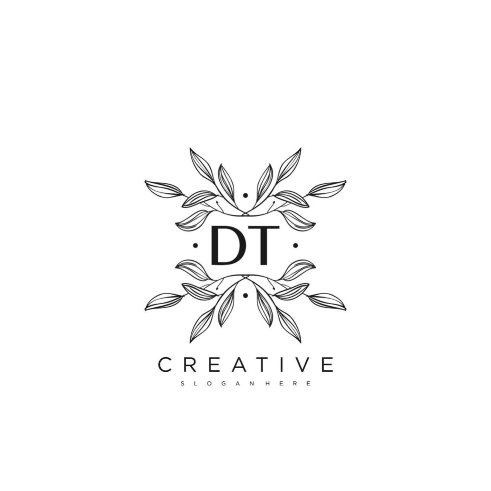 DT Initial Letter Flower Logo Template Vector premium vector art