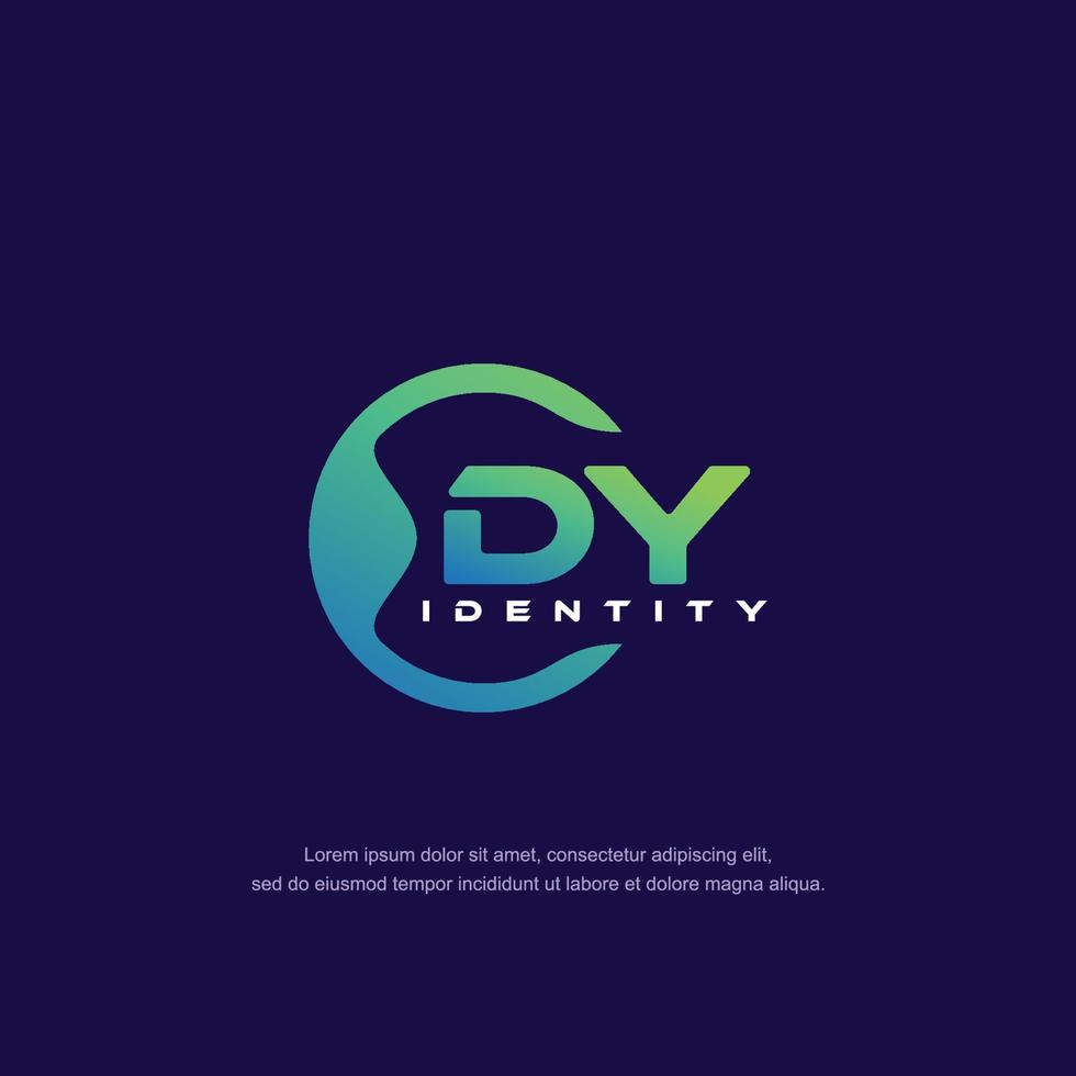 DY Initial letter circular line logo template vector with gradient color blend