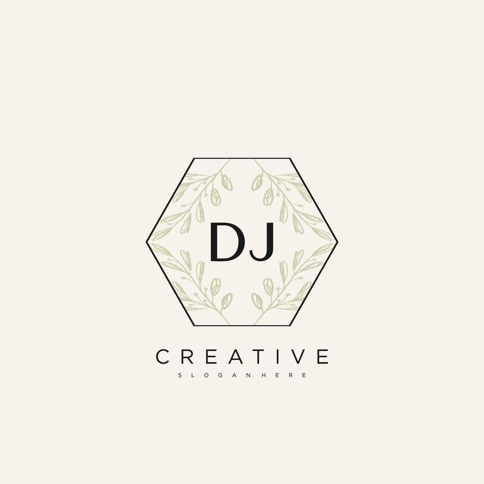DJ Initial Letter Flower Logo Template Vector premium vector art
