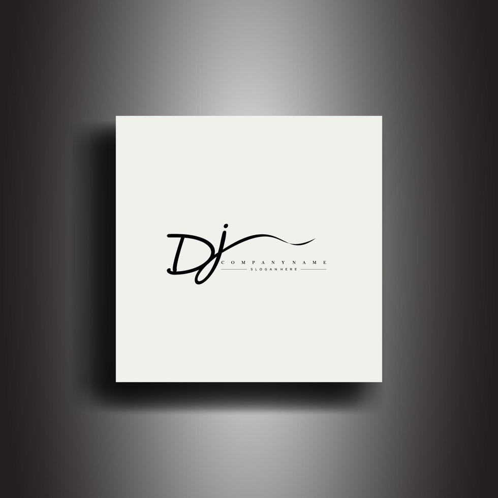 DJ Signature style monogram.Calligraphic lettering icon and handwriting vector art.