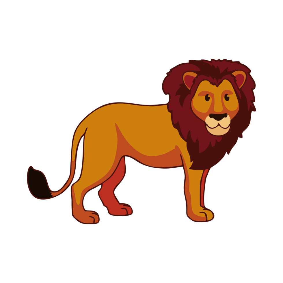 ilustração de animal leão fofo. adequado para elementos de design de livros infantis. introdução de animais para crianças. formato png