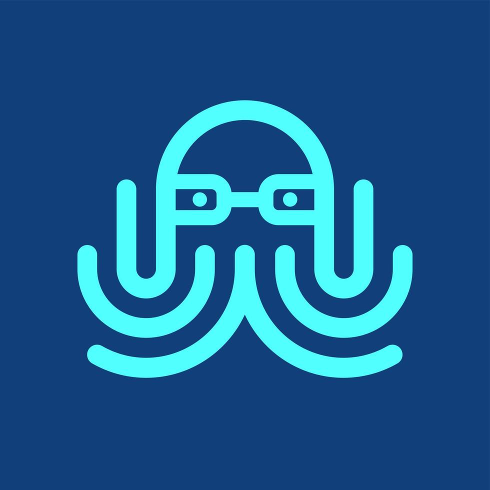 Smart octopus mark logo design vector