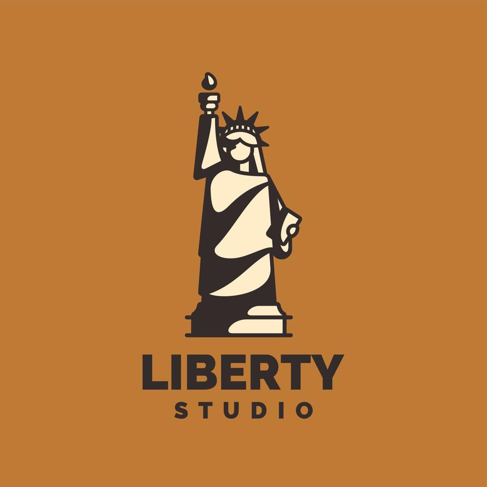 Statue liberty drawing art logo design template illustration vector