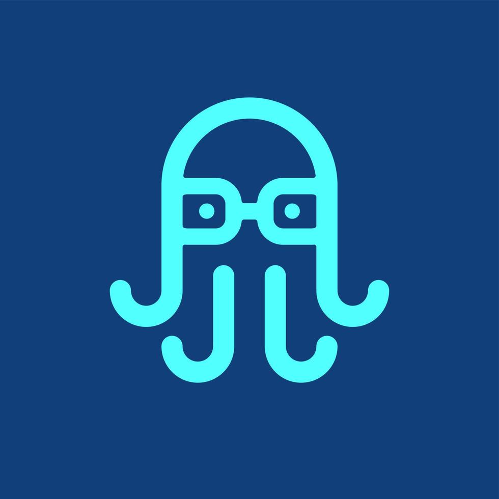Smart octopus mark logo design vector