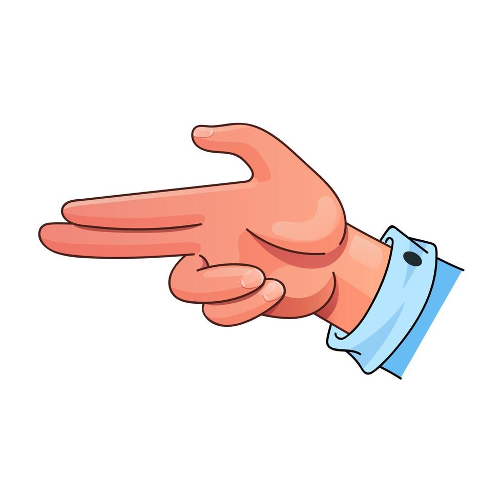 Finger gun hand gesture in cartoon style. Vector illustration isolated