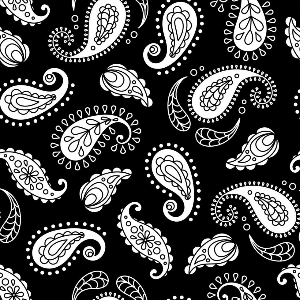 Seamless pattern based on ornament paisley Bandana print. Vector background.