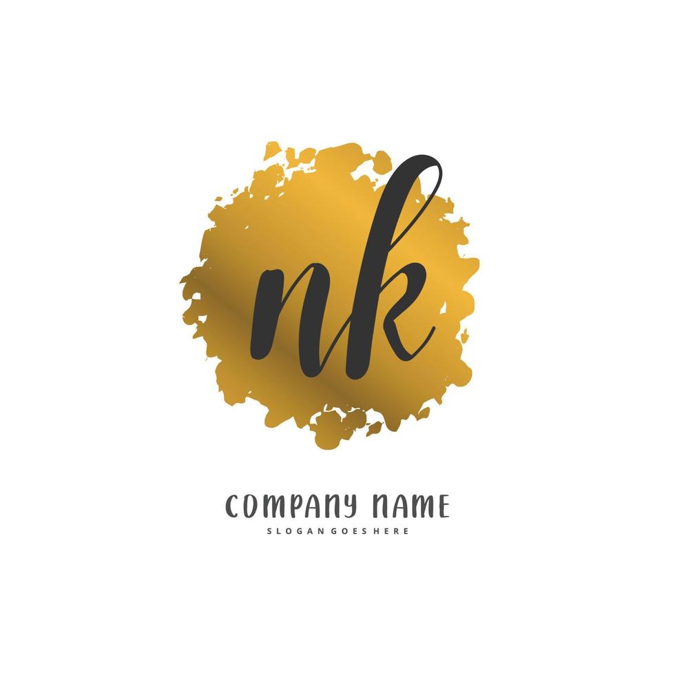 nk nk escritura a mano inicial y diseño de logotipo de firma con círculo. hermoso diseño de logotipo escrito a mano para moda, equipo, boda, logotipo de lujo. vector