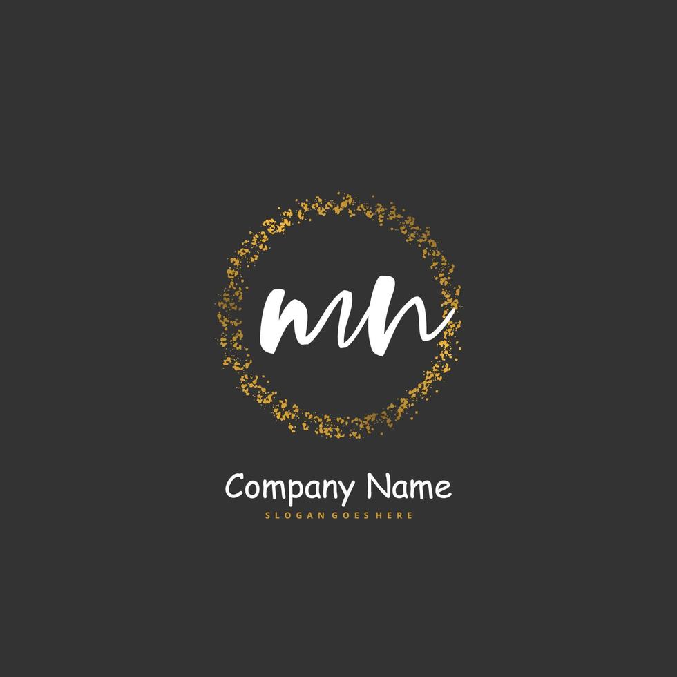 M N MN Initial handwriting and signature logo design with circle. Beautiful design handwritten logo for fashion, team, wedding, luxury logo. vector