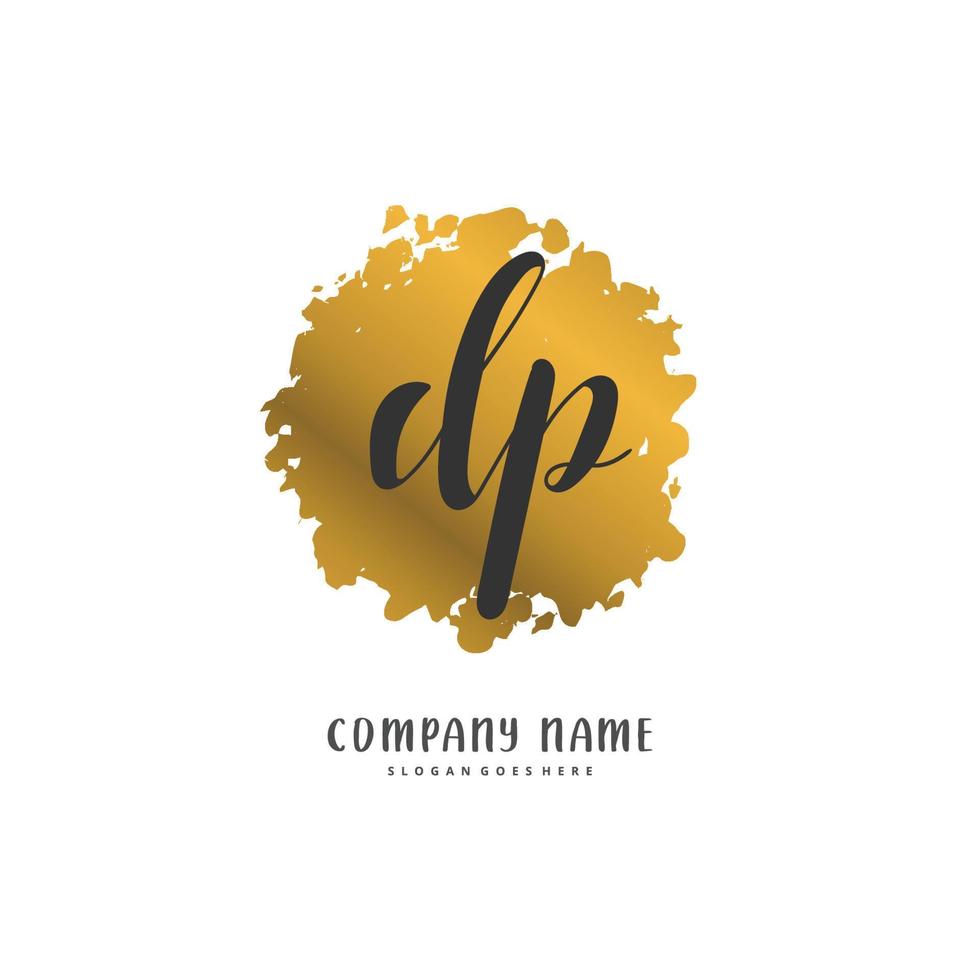 dp dp escritura a mano inicial y diseño de logotipo de firma con círculo. hermoso diseño de logotipo escrito a mano para moda, equipo, boda, logotipo de lujo. vector