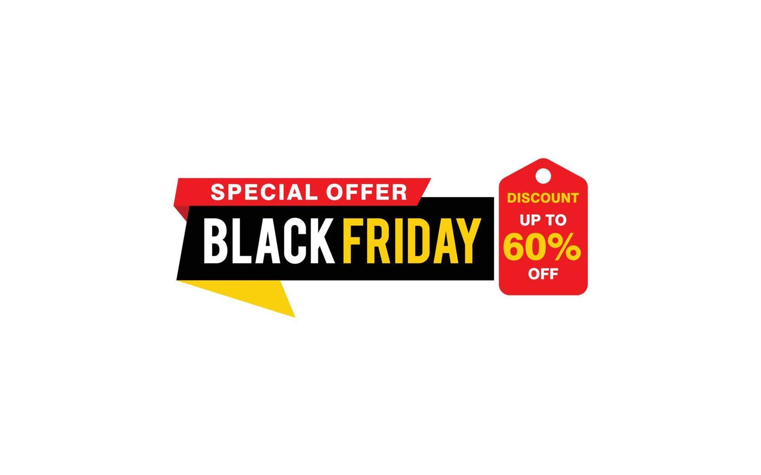 60 Percent discount black friday offer, clearance, promotion banner layout with sticker style. vector