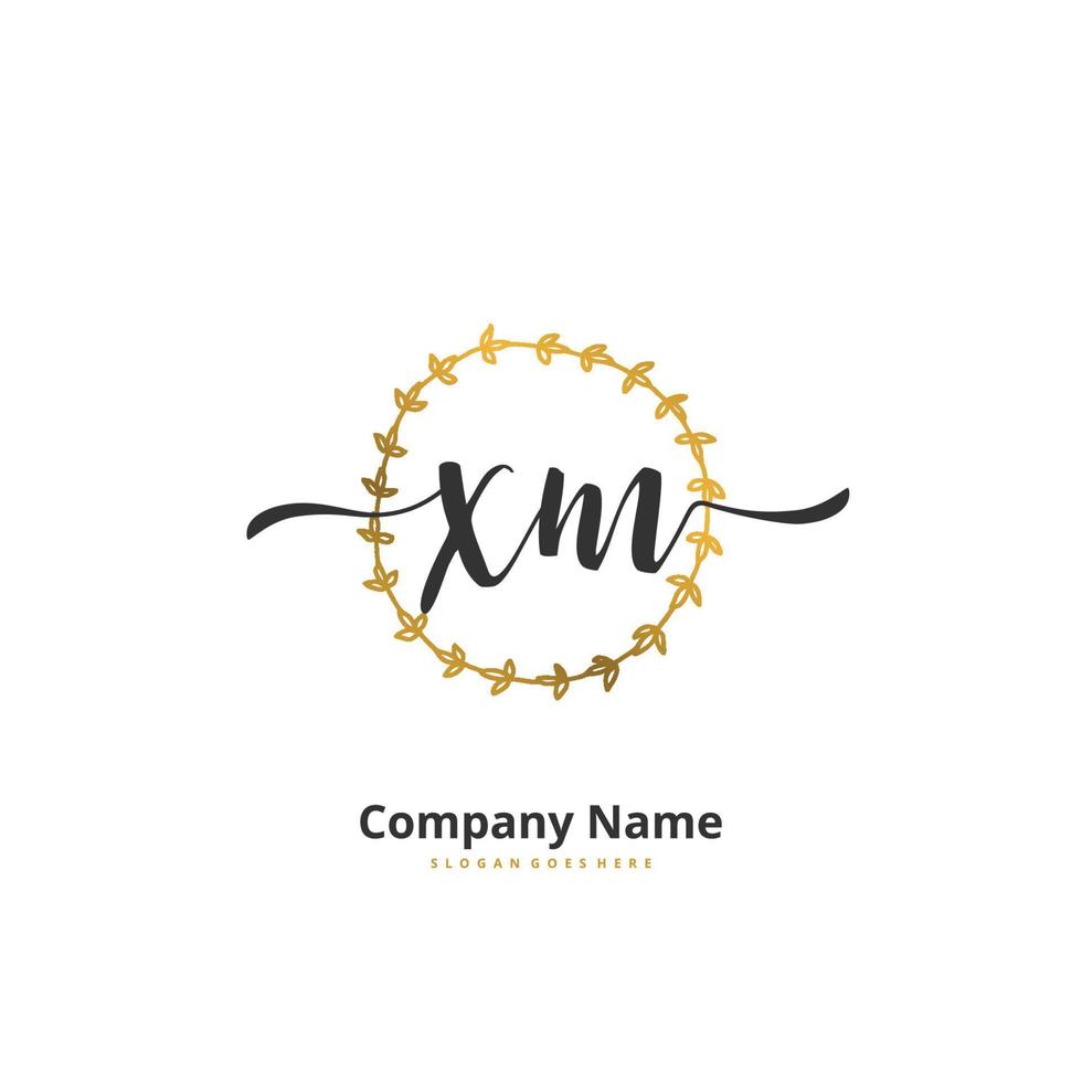 X M XM Initial handwriting and signature logo design with circle. Beautiful design handwritten logo for fashion, team, wedding, luxury logo. vector