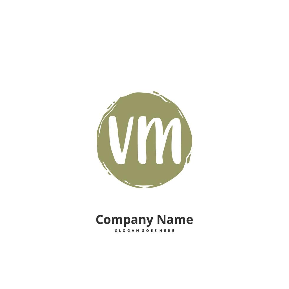 vm vm escritura a mano inicial y diseño de logotipo de firma con círculo. hermoso diseño de logotipo escrito a mano para moda, equipo, boda, logotipo de lujo. vector