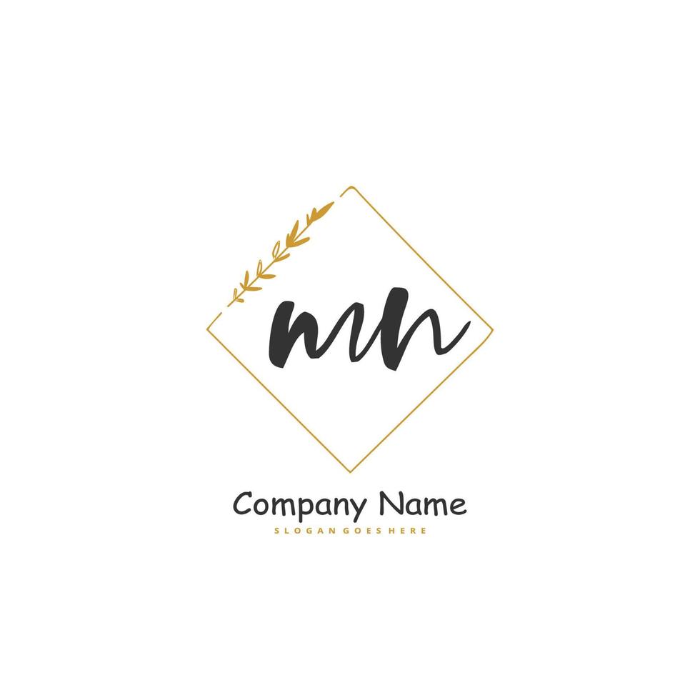 M N MN Initial handwriting and signature logo design with circle. Beautiful design handwritten logo for fashion, team, wedding, luxury logo. vector