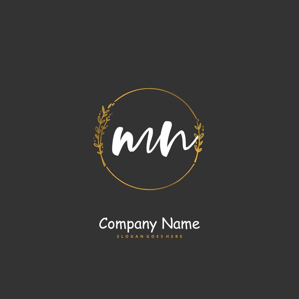 M N MN Initial handwriting and signature logo design with circle. Beautiful design handwritten logo for fashion, team, wedding, luxury logo. vector