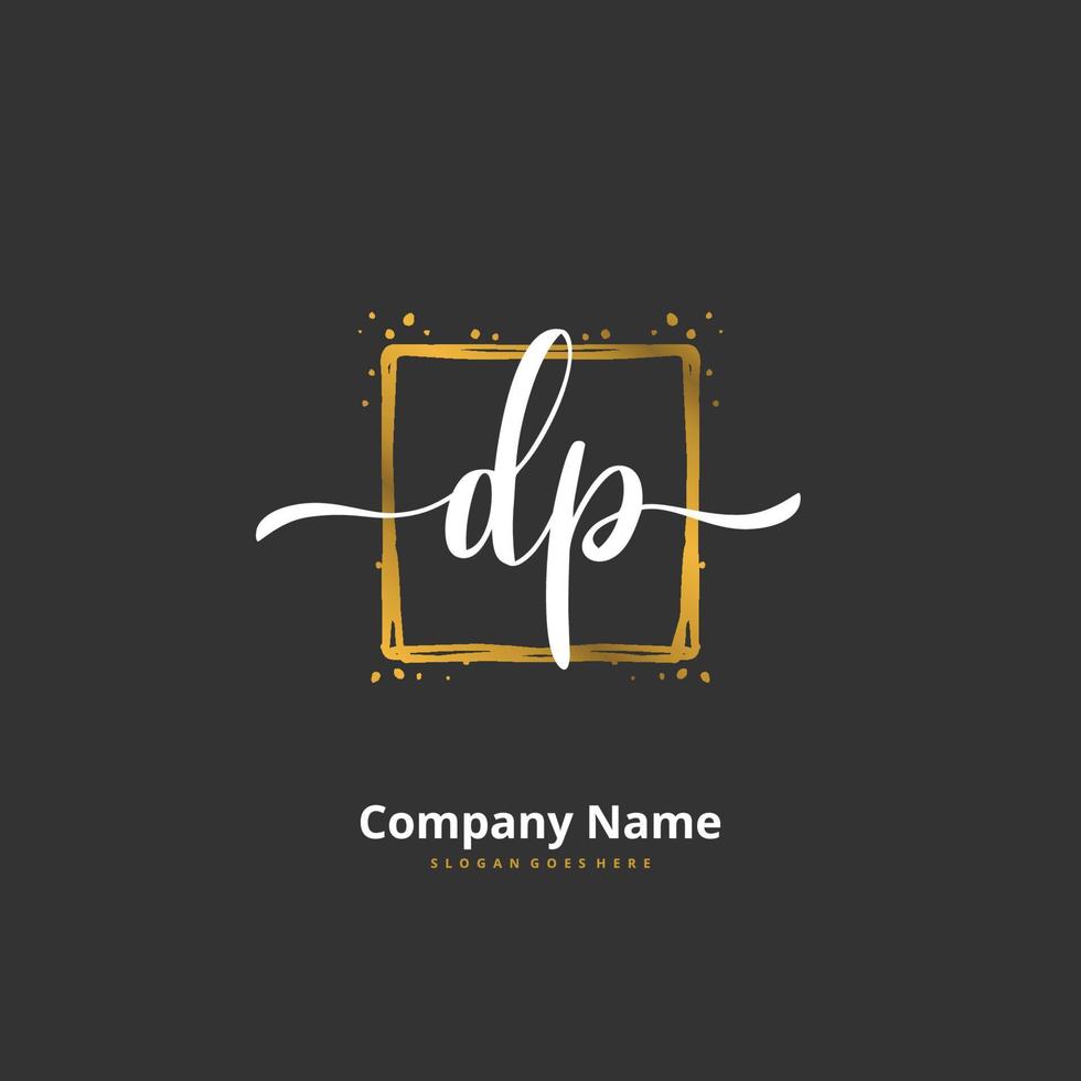 D P DP Initial handwriting and signature logo design with circle. Beautiful design handwritten logo for fashion, team, wedding, luxury logo. vector