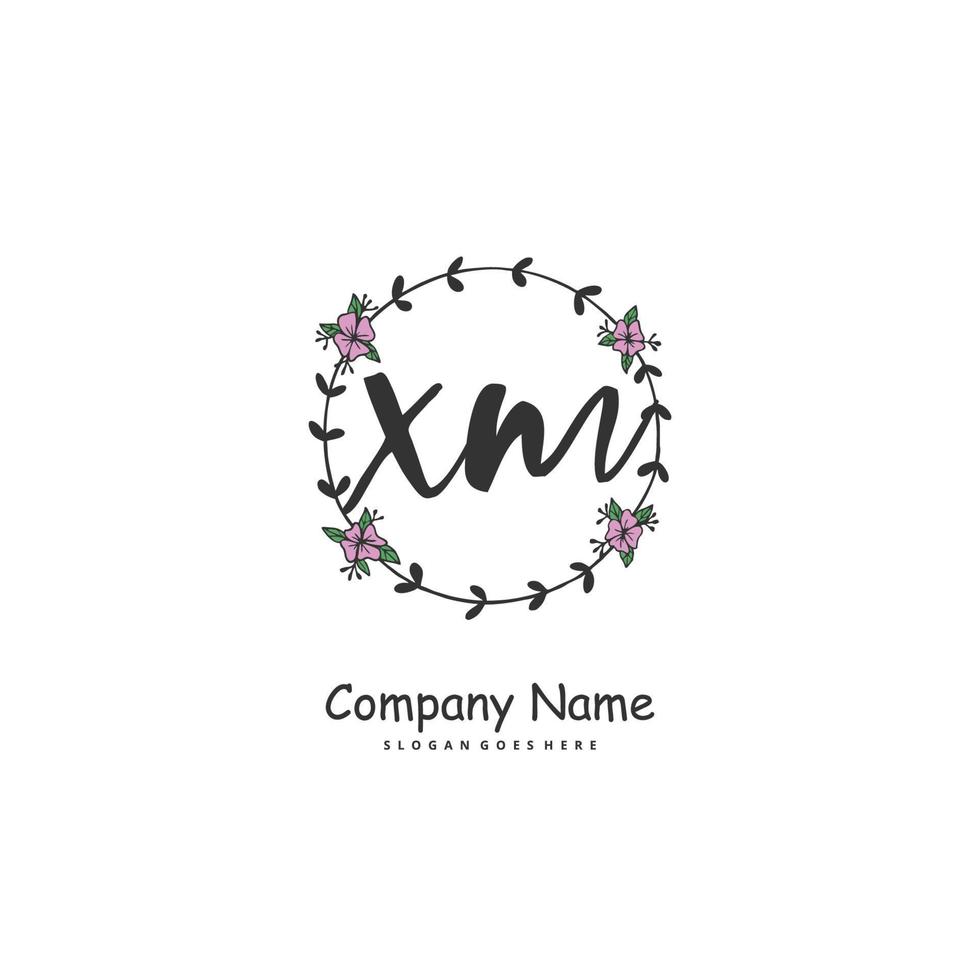 X M XM Initial handwriting and signature logo design with circle. Beautiful design handwritten logo for fashion, team, wedding, luxury logo. vector