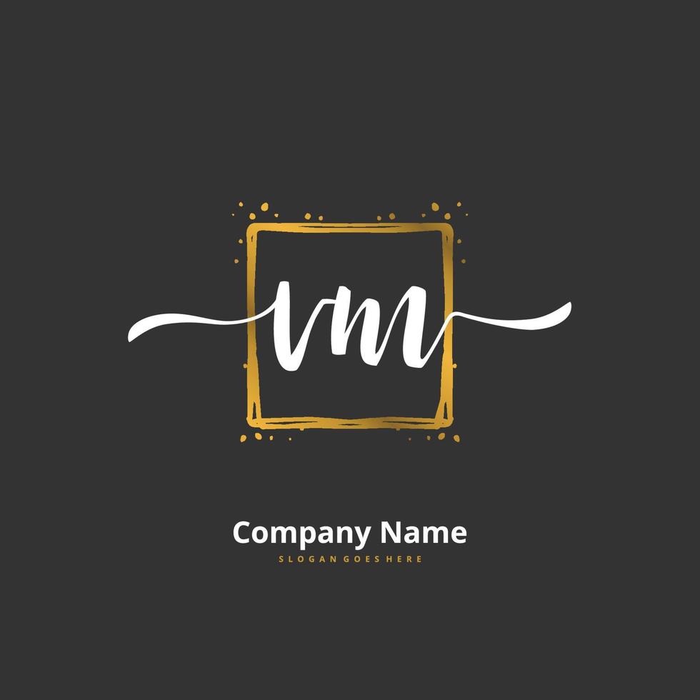 vm vm escritura a mano inicial y diseño de logotipo de firma con círculo. hermoso diseño de logotipo escrito a mano para moda, equipo, boda, logotipo de lujo. vector