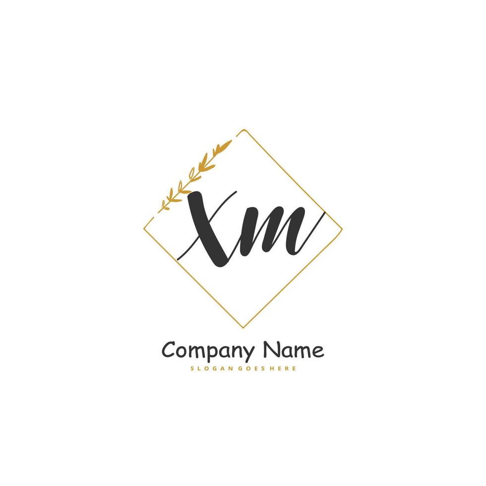 X M XM Initial handwriting and signature logo design with circle. Beautiful design handwritten logo for fashion, team, wedding, luxury logo. vector