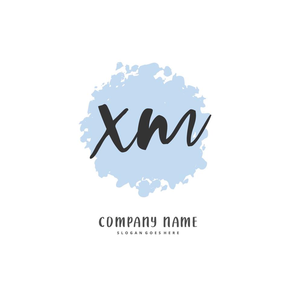 X M XM Initial handwriting and signature logo design with circle. Beautiful design handwritten logo for fashion, team, wedding, luxury logo. vector