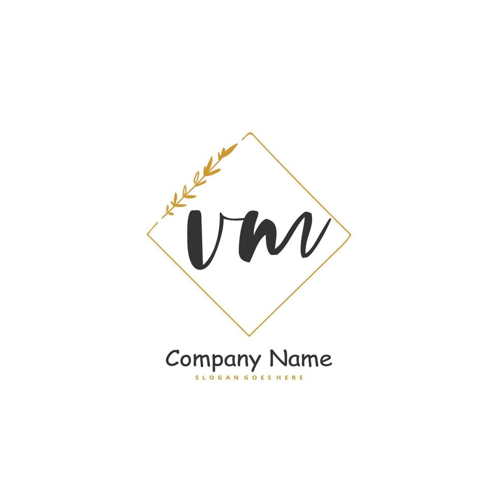 V M VM Initial handwriting and signature logo design with circle. Beautiful design handwritten logo for fashion, team, wedding, luxury logo. vector