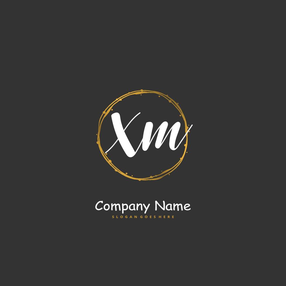 X M XM Initial handwriting and signature logo design with circle. Beautiful design handwritten logo for fashion, team, wedding, luxury logo. vector