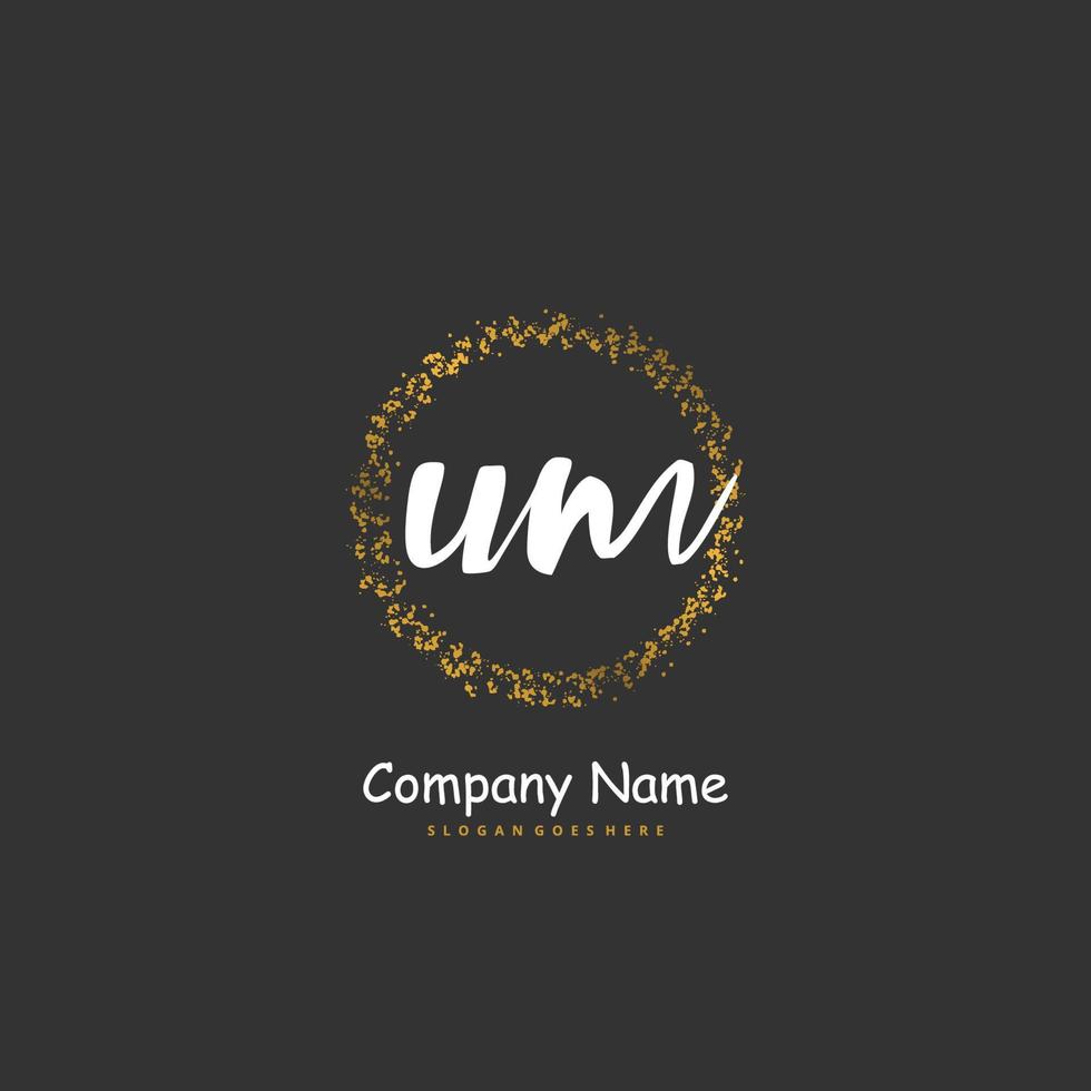 U M UM Initial handwriting and signature logo design with circle. Beautiful design handwritten logo for fashion, team, wedding, luxury logo. vector