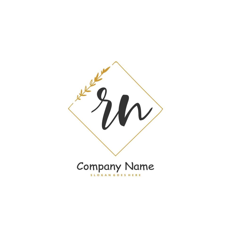 R N RN Initial handwriting and signature logo design with circle. Beautiful design handwritten logo for fashion, team, wedding, luxury logo. vector