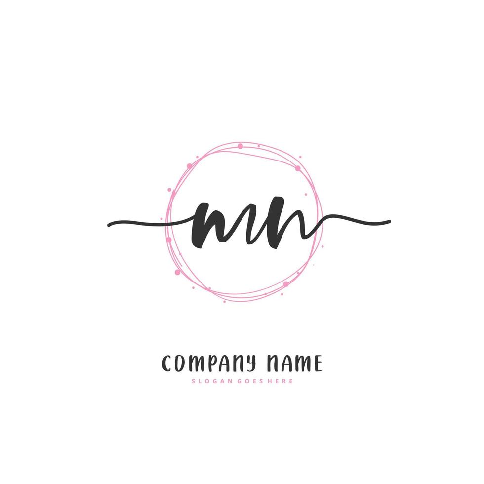 M N MN Initial handwriting and signature logo design with circle. Beautiful design handwritten logo for fashion, team, wedding, luxury logo. vector