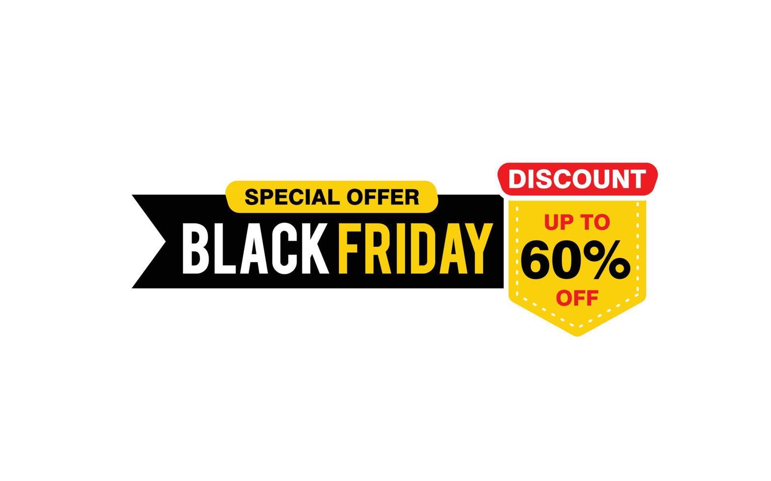 60 Percent discount black friday offer, clearance, promotion banner layout with sticker style. vector