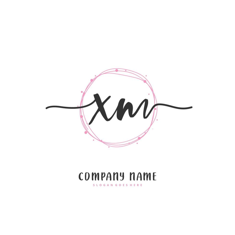 X M XM Initial handwriting and signature logo design with circle. Beautiful design handwritten logo for fashion, team, wedding, luxury logo. vector