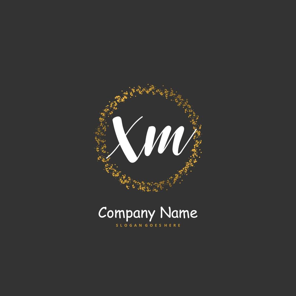 X M XM Initial handwriting and signature logo design with circle. Beautiful design handwritten logo for fashion, team, wedding, luxury logo. vector