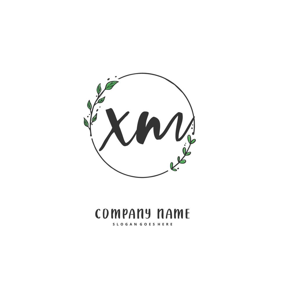 X M XM Initial handwriting and signature logo design with circle. Beautiful design handwritten logo for fashion, team, wedding, luxury logo. vector