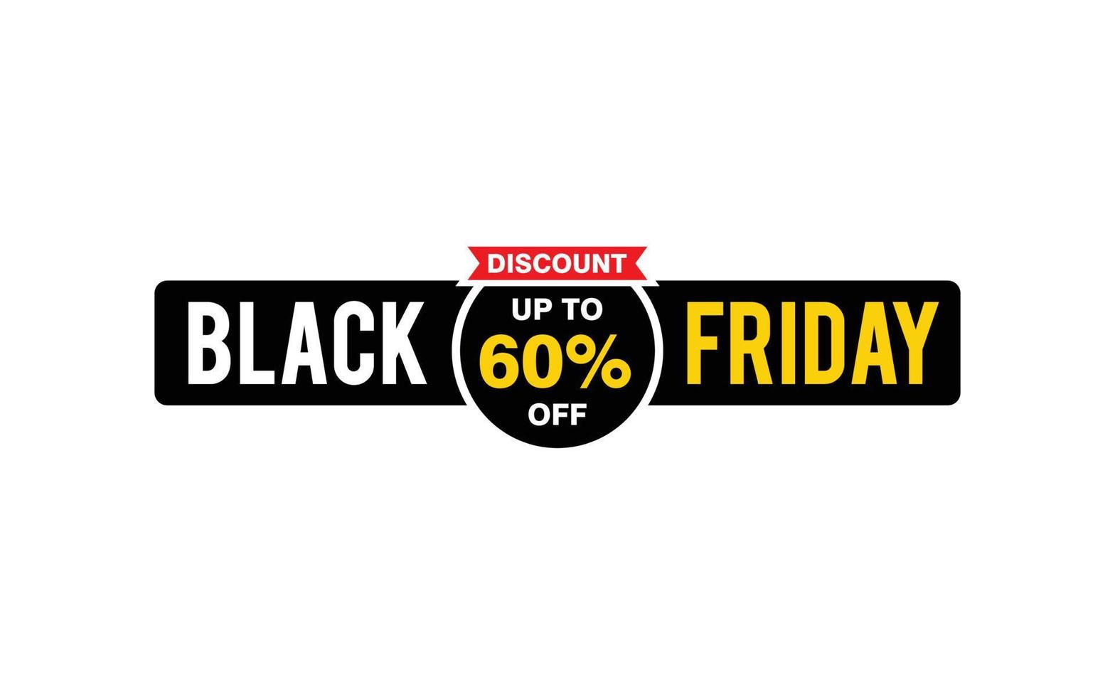 60 Percent discount black friday offer, clearance, promotion banner layout with sticker style. vector