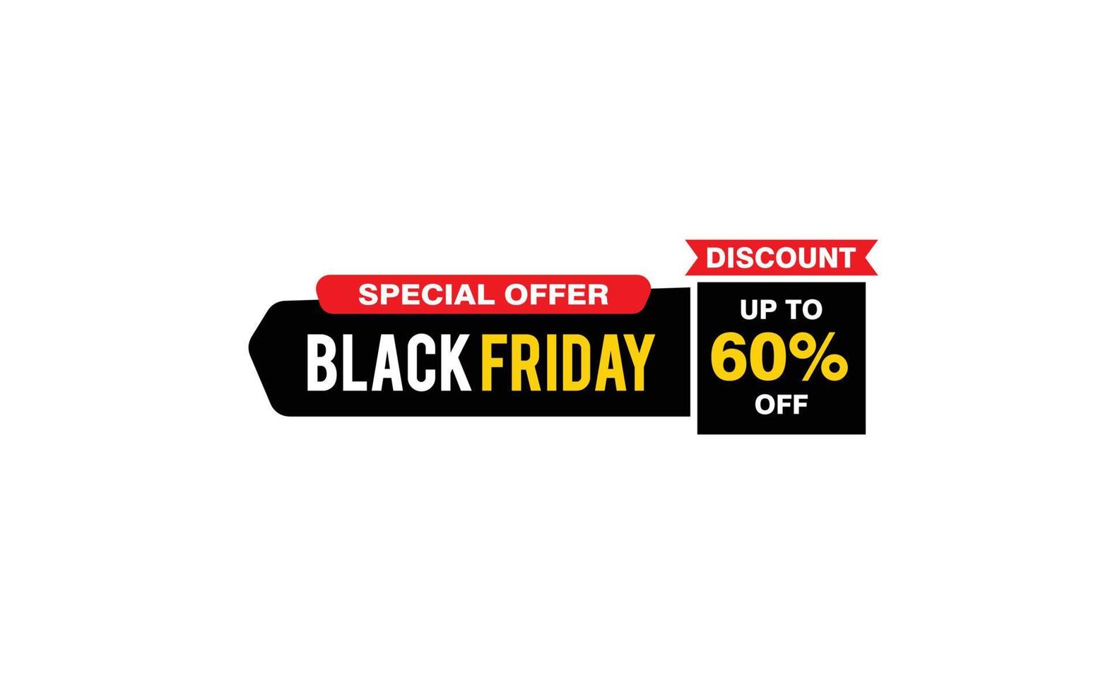 60 Percent discount black friday offer, clearance, promotion banner layout with sticker style. vector