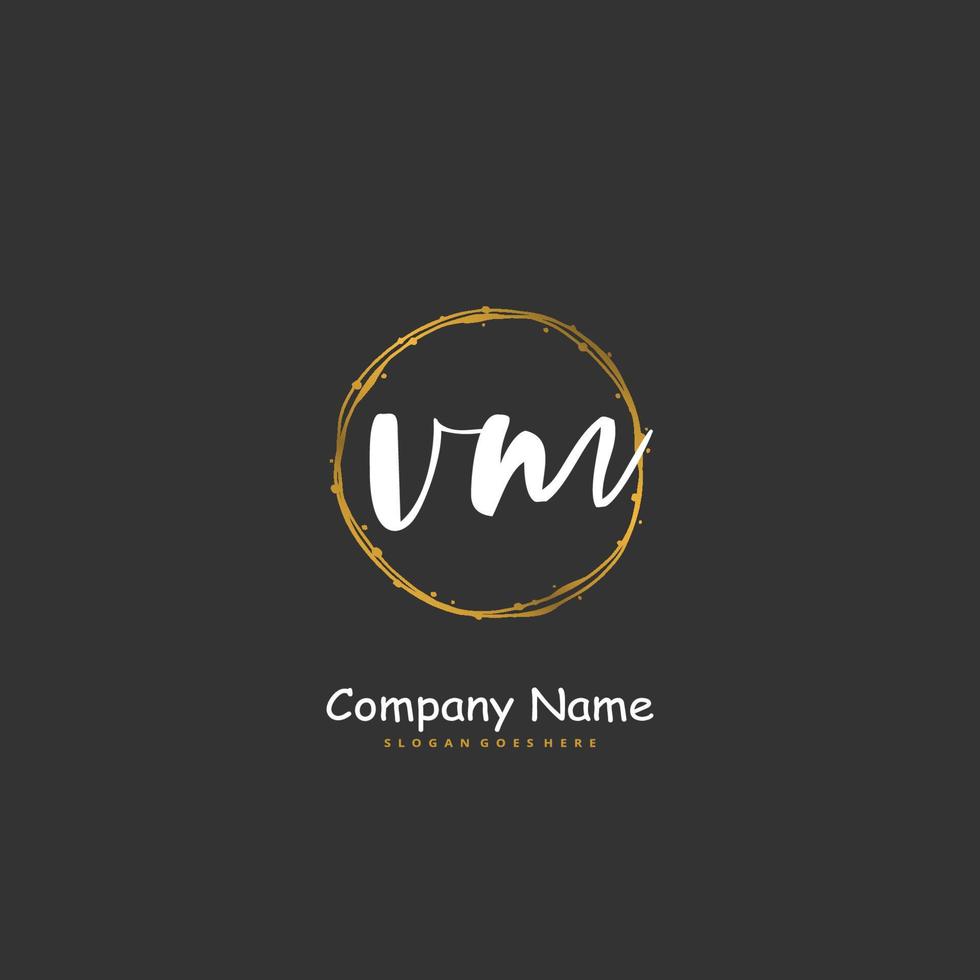 vm vm escritura a mano inicial y diseño de logotipo de firma con círculo. hermoso diseño de logotipo escrito a mano para moda, equipo, boda, logotipo de lujo. vector