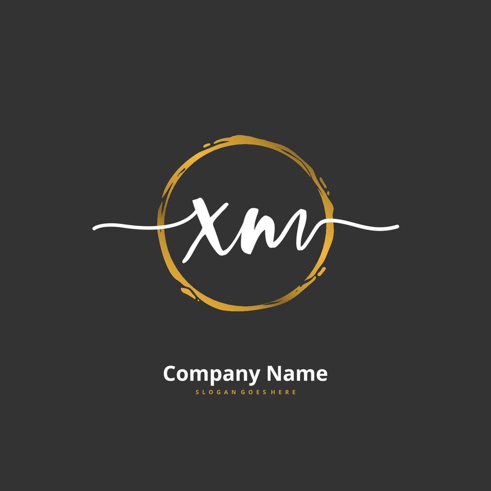 X M XM Initial handwriting and signature logo design with circle. Beautiful design handwritten logo for fashion, team, wedding, luxury logo. vector