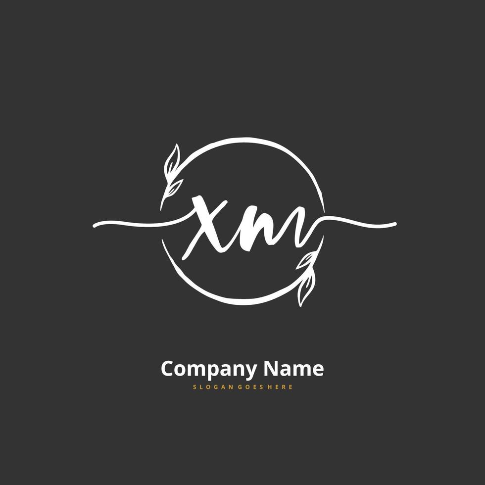 X M XM Initial handwriting and signature logo design with circle. Beautiful design handwritten logo for fashion, team, wedding, luxury logo. vector