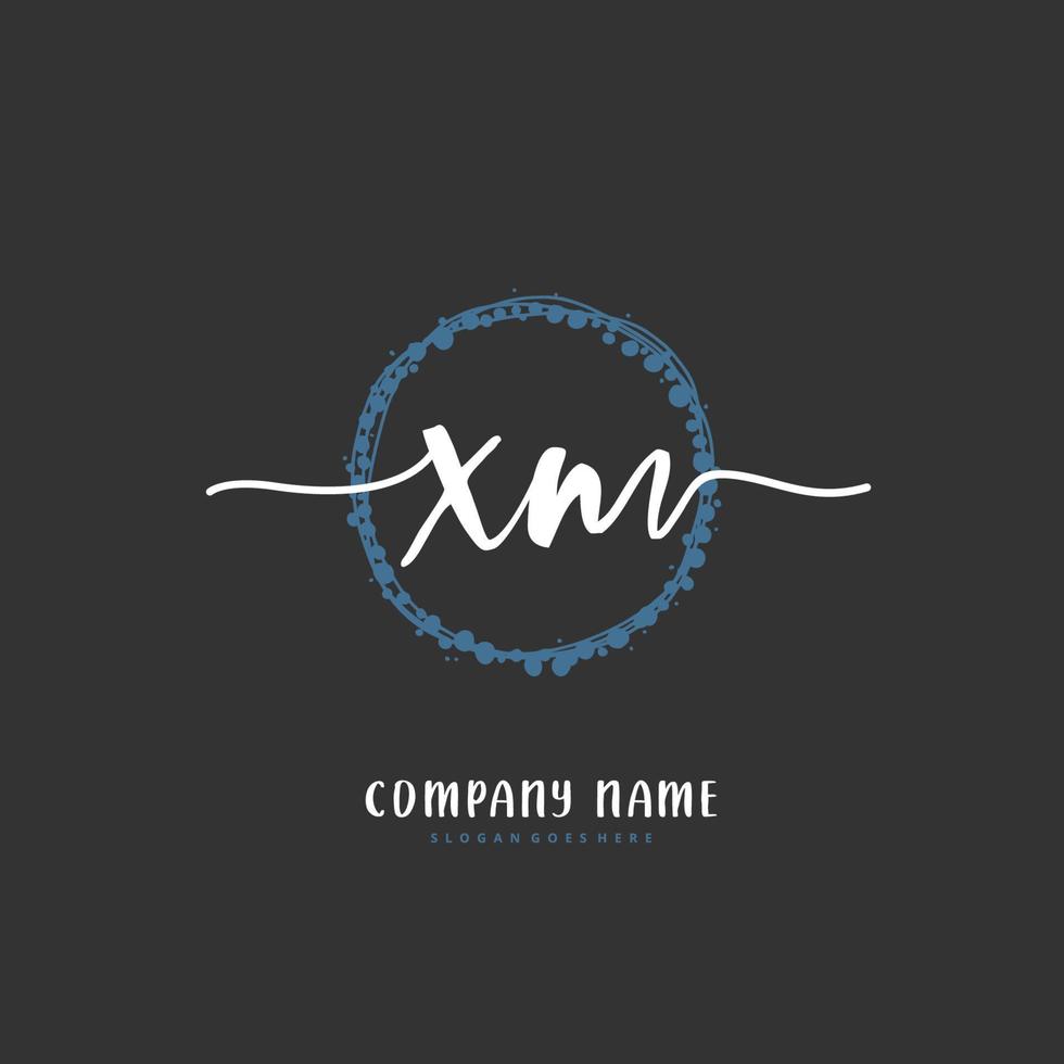X M XM Initial handwriting and signature logo design with circle. Beautiful design handwritten logo for fashion, team, wedding, luxury logo. vector