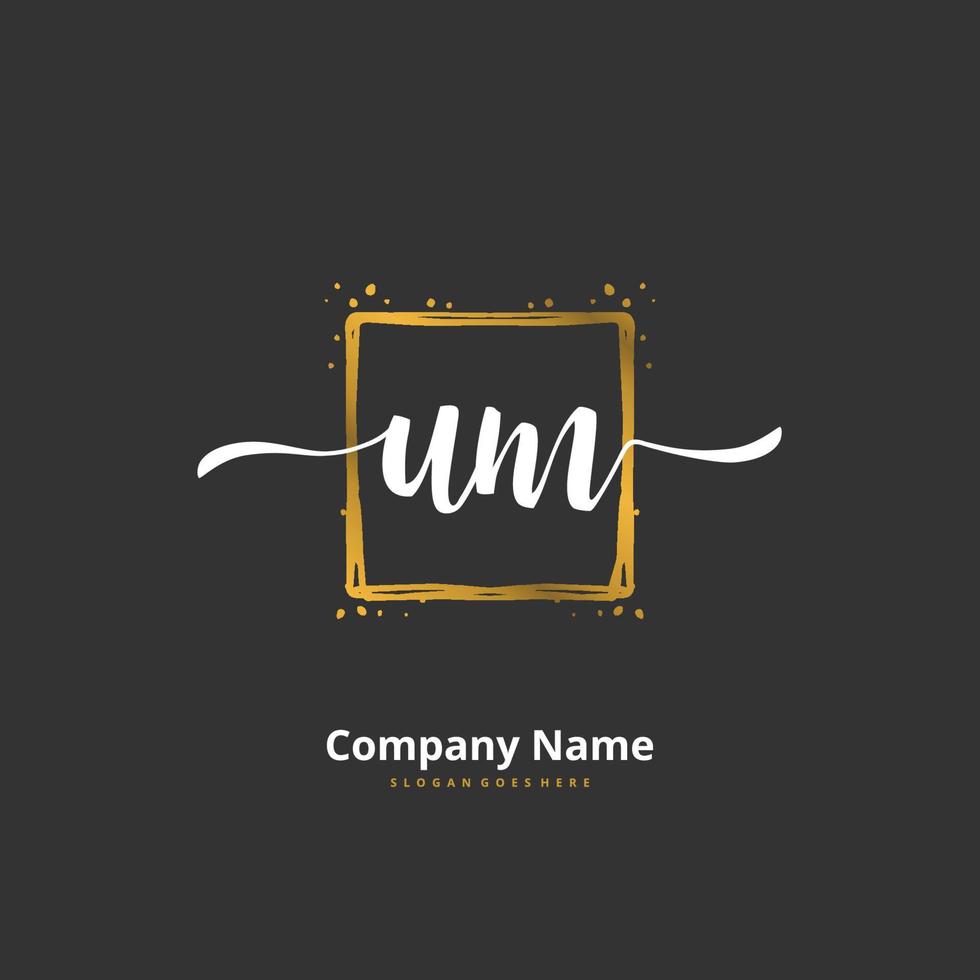 U M UM Initial handwriting and signature logo design with circle. Beautiful design handwritten logo for fashion, team, wedding, luxury logo. vector