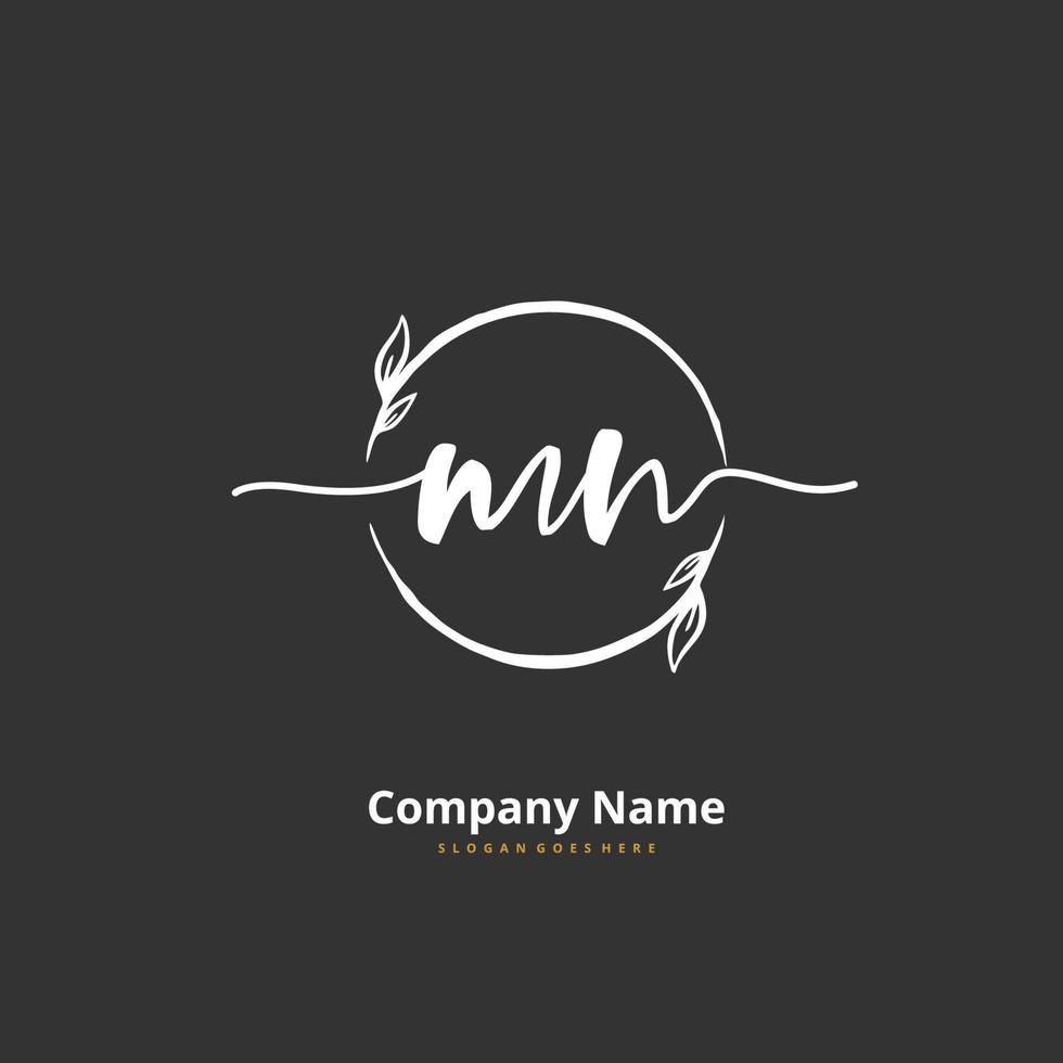 M N MN Initial handwriting and signature logo design with circle. Beautiful design handwritten logo for fashion, team, wedding, luxury logo. vector
