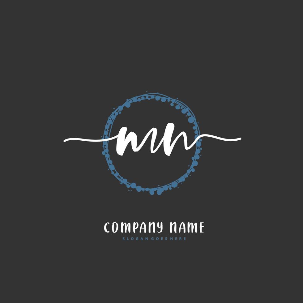 M N MN Initial handwriting and signature logo design with circle. Beautiful design handwritten logo for fashion, team, wedding, luxury logo. vector