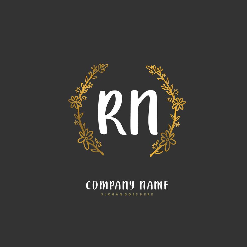 R N RN Initial handwriting and signature logo design with circle. Beautiful design handwritten logo for fashion, team, wedding, luxury logo. vector