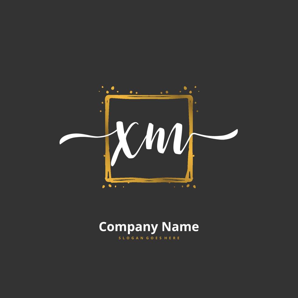 X M XM Initial handwriting and signature logo design with circle. Beautiful design handwritten logo for fashion, team, wedding, luxury logo. vector