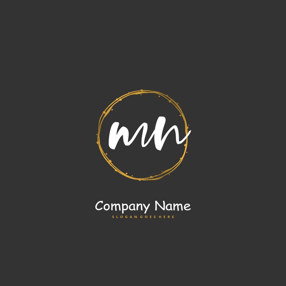 M N MN Initial handwriting and signature logo design with circle. Beautiful design handwritten logo for fashion, team, wedding, luxury logo. vector
