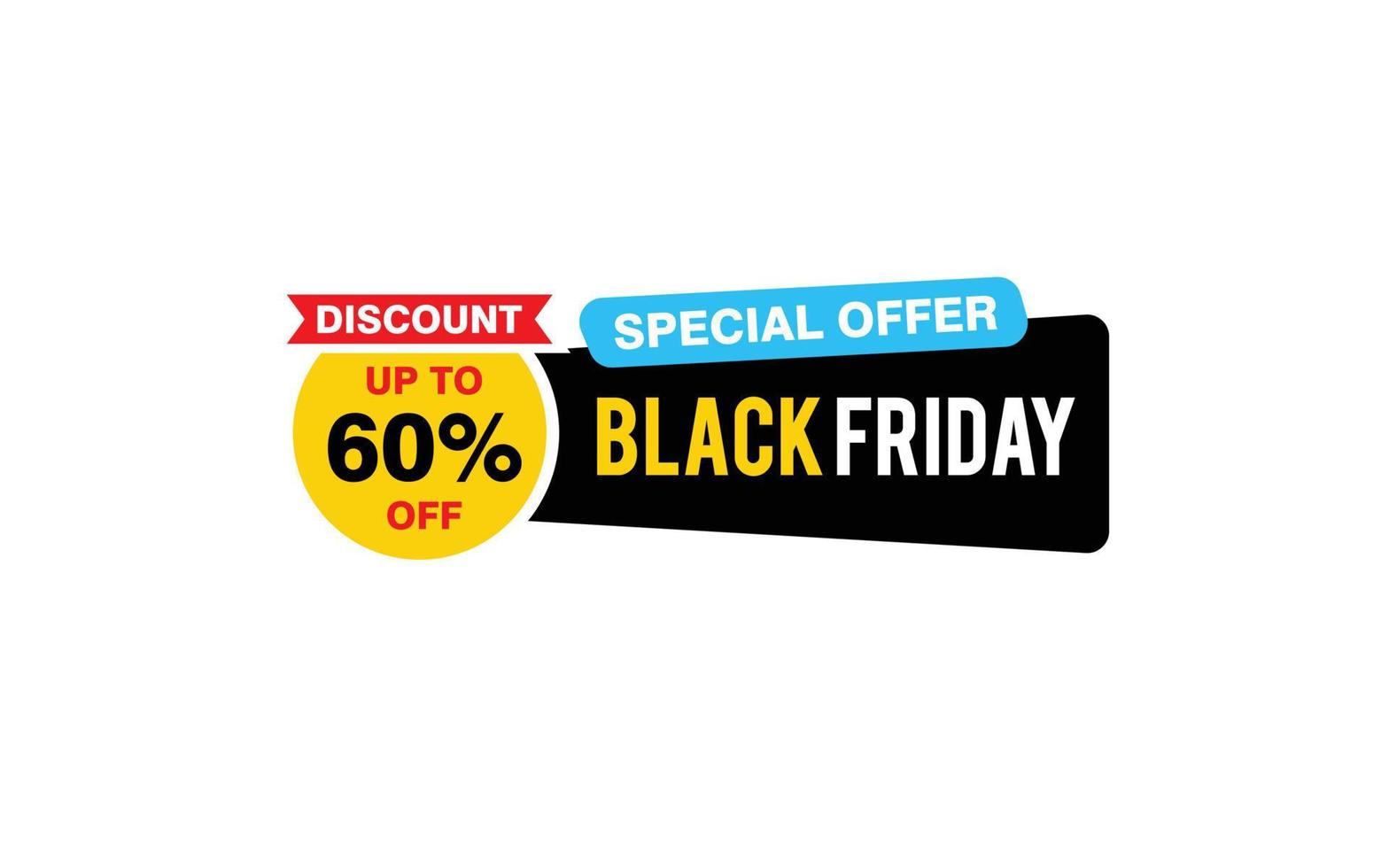 60 Percent discount black friday offer, clearance, promotion banner layout with sticker style. vector